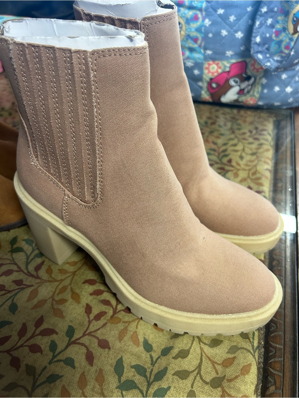 Dolce Vita Blush Pink Chunky Chelsea Ankle Boots